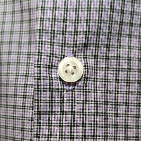 Perry Ellis Checkered Men's Shirt Button Down Long Sleeve Purple Plaid Size XXL - Picture 7 of 10